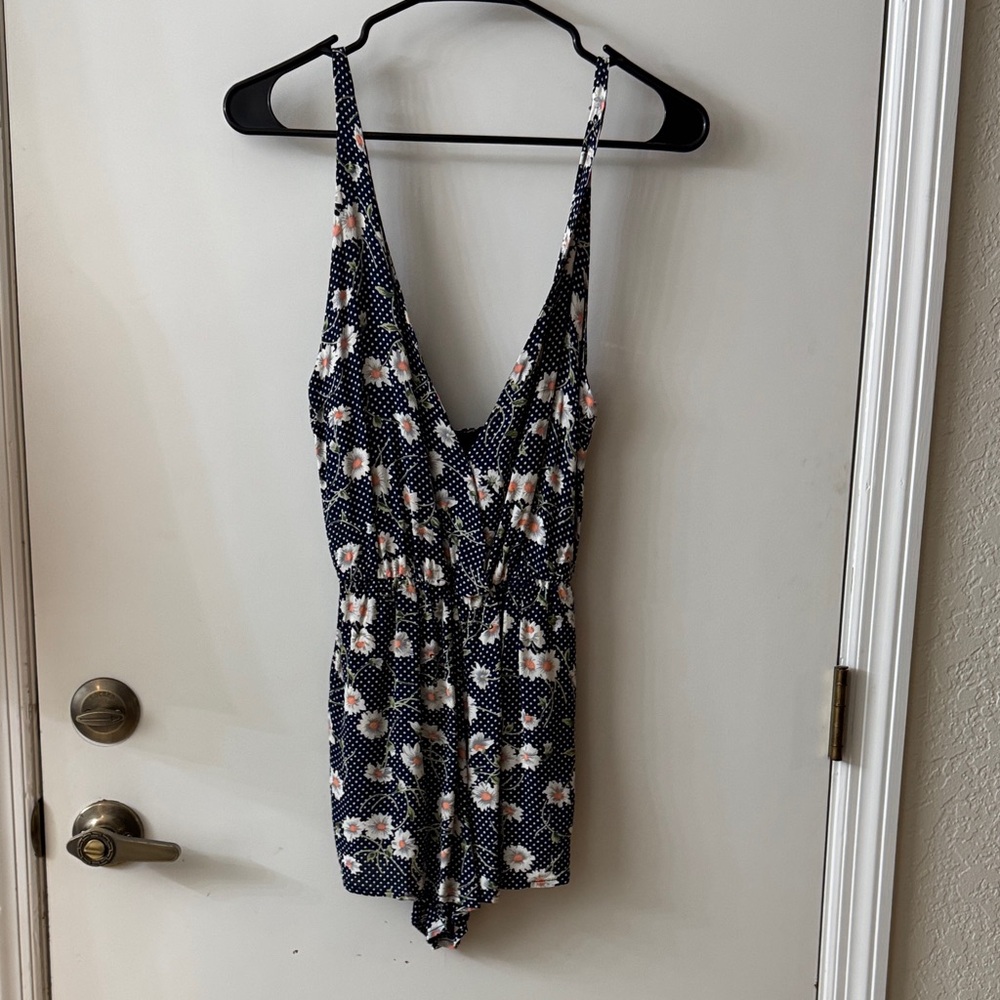 Navy Floral Romper with Daisies